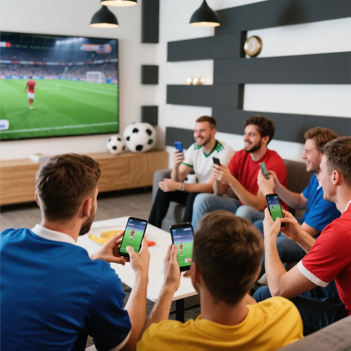 球迷使用手機追蹤賽事示意圖